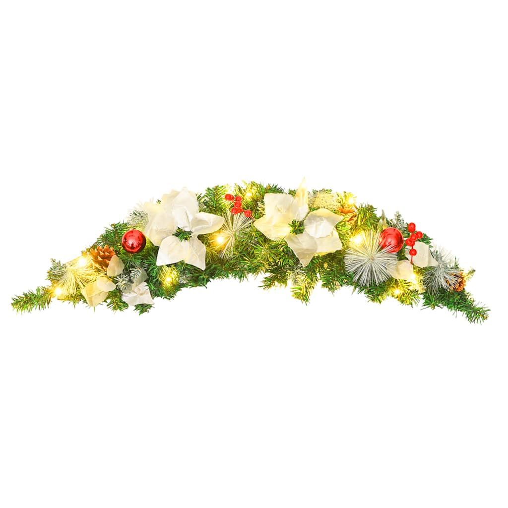 vidaXL Christmas Arch with LED Lights Green 90 cm PVC - green & white
