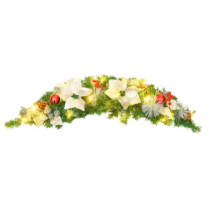 vidaXL Christmas Arch with LED Lights Green 90 cm PVC - green & white