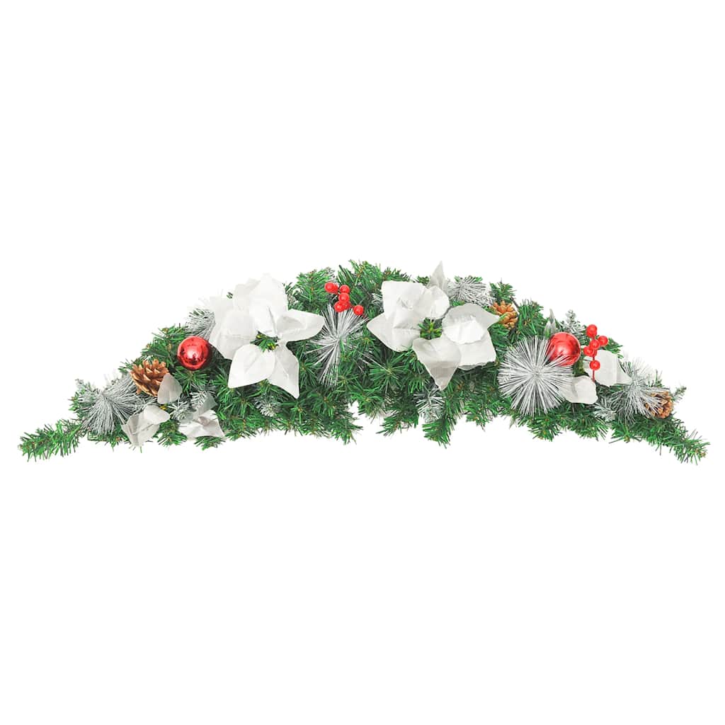 vidaXL Christmas Arch with LED Lights Green 90 cm PVC - green & white