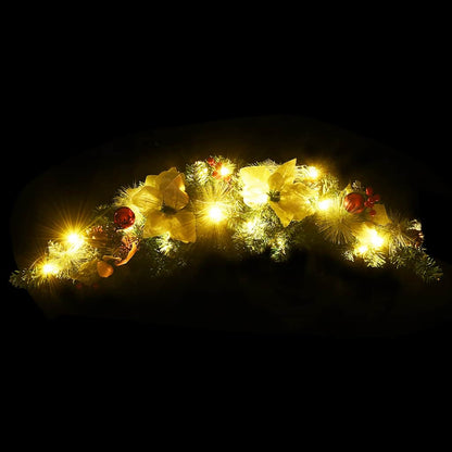 vidaXL Christmas Arch with LED Lights Green 90 cm PVC - green & white
