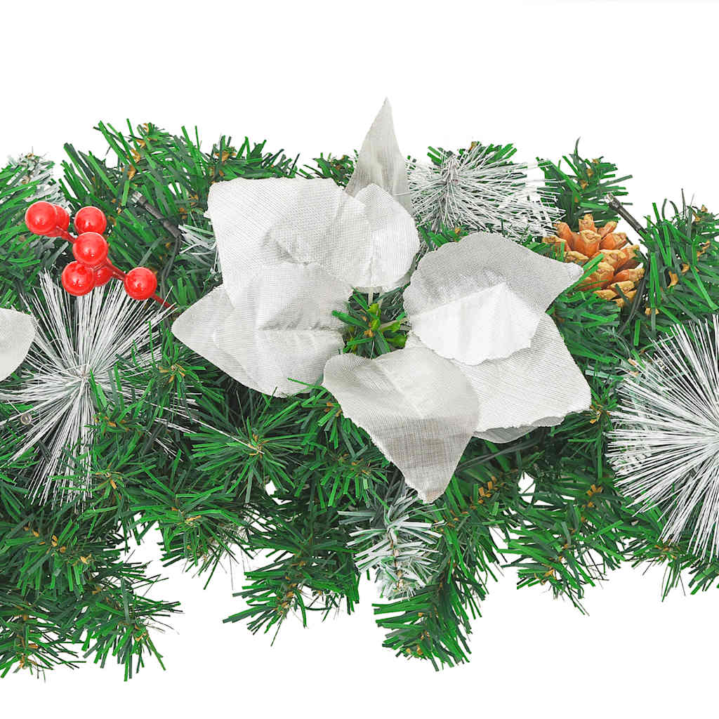 vidaXL Christmas Arch with LED Lights Green 90 cm PVC - green & white