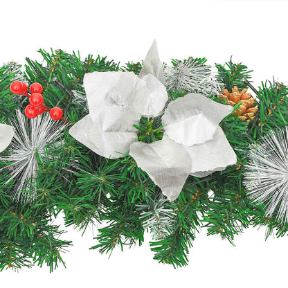 vidaXL Christmas Arch with LED Lights Green 90 cm PVC - green & white
