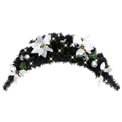 vidaXL Christmas Arch with LED Lights Black 90 cm PVC - black & silver