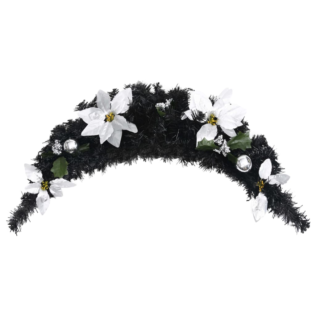 vidaXL Christmas Arch with LED Lights Black 90 cm PVC - black & silver