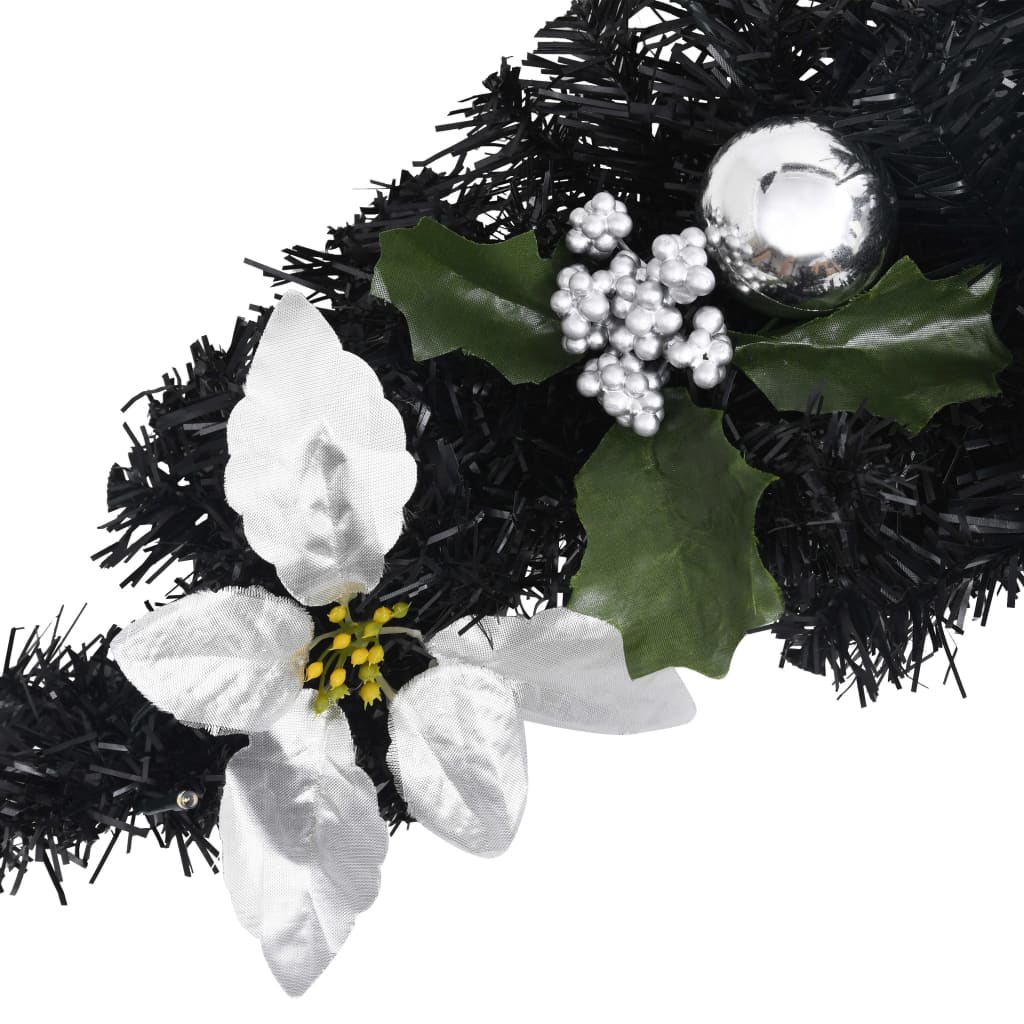 vidaXL Christmas Arch with LED Lights Black 90 cm PVC - black & silver
