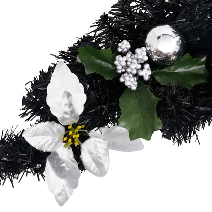 vidaXL Christmas Arch with LED Lights Black 90 cm PVC - black & silver
