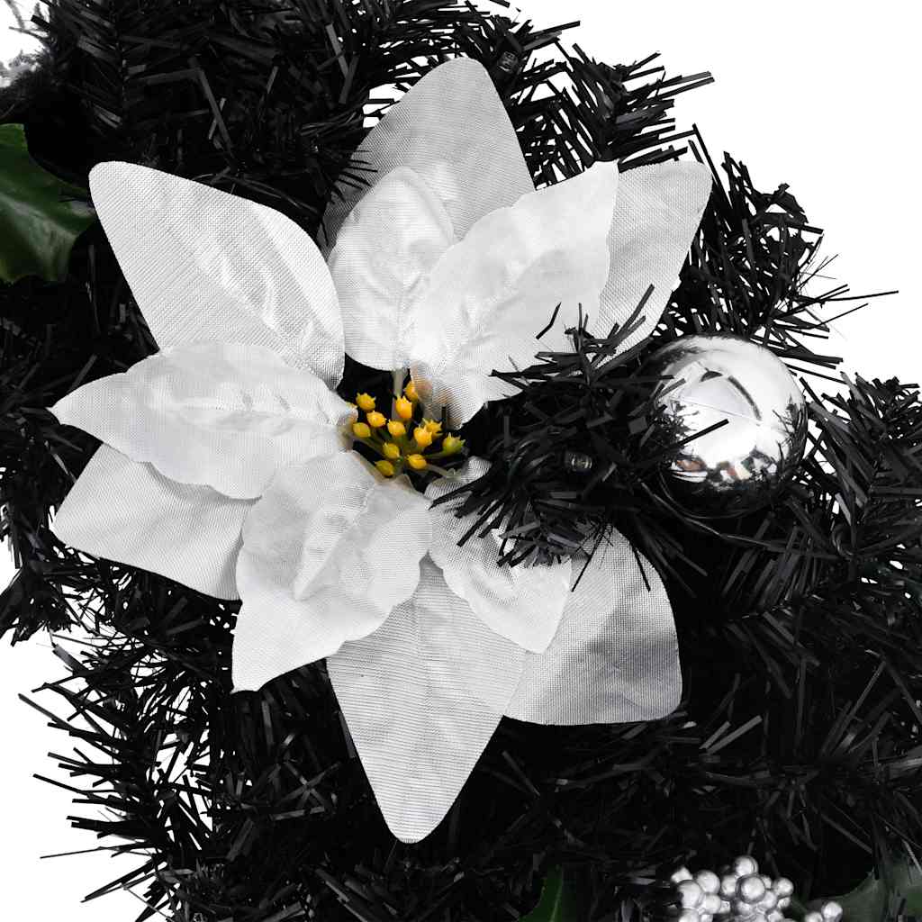 vidaXL Christmas Arch with LED Lights Black 90 cm PVC - black & silver