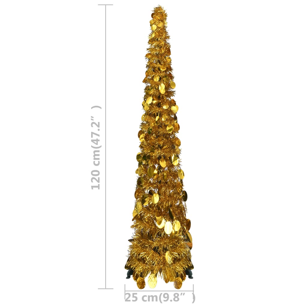 vidaXL Pop-up Artificial Christmas Tree Gold 120 cm PET - 120 x 25 cm