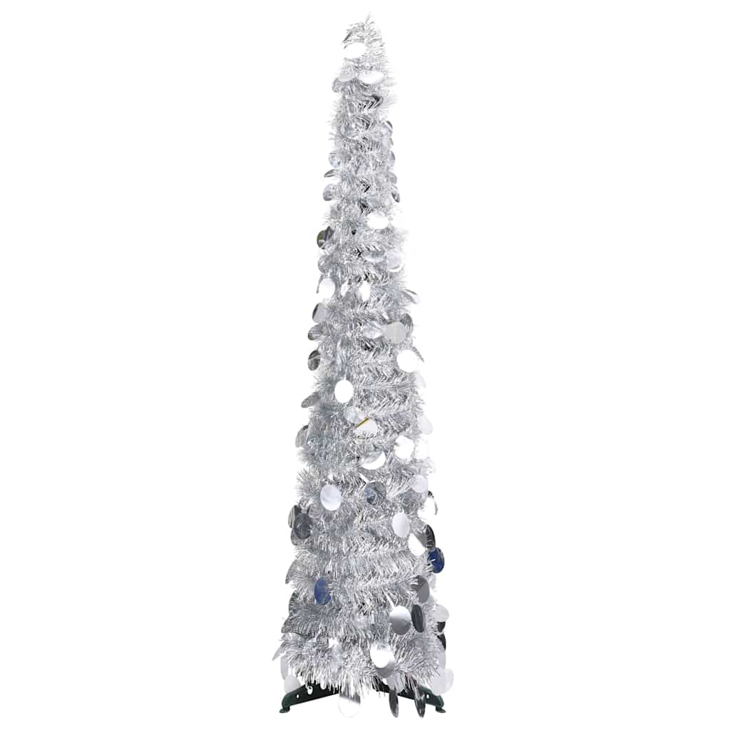 vidaXL Artificial Christmas trees PET Silver - 25 x 25 x 120 cm