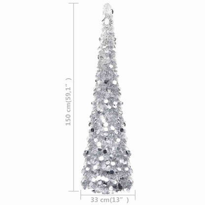 vidaXL Artificial Christmas trees PET Silver - 33 x 33 x 150 cm