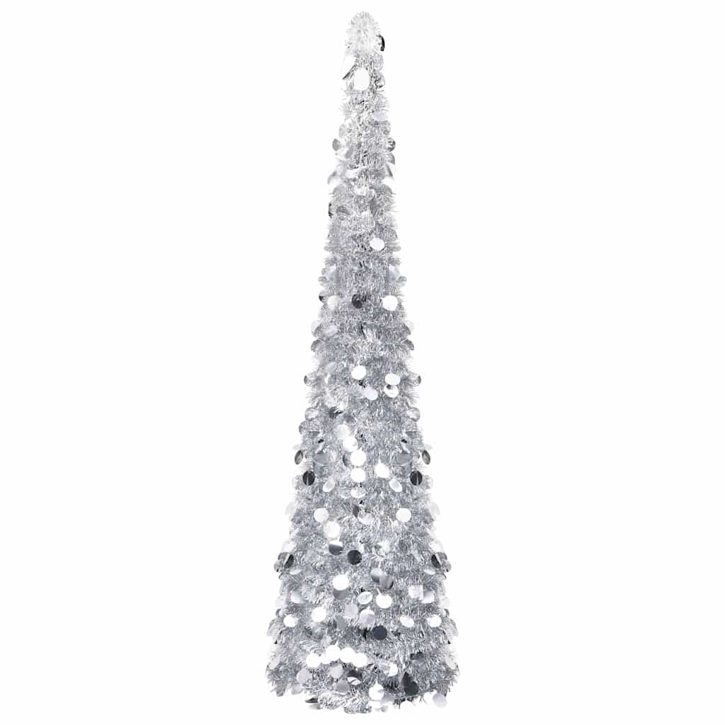 vidaXL Artificial Christmas trees PET Silver - 45 x 45 x 180 cm