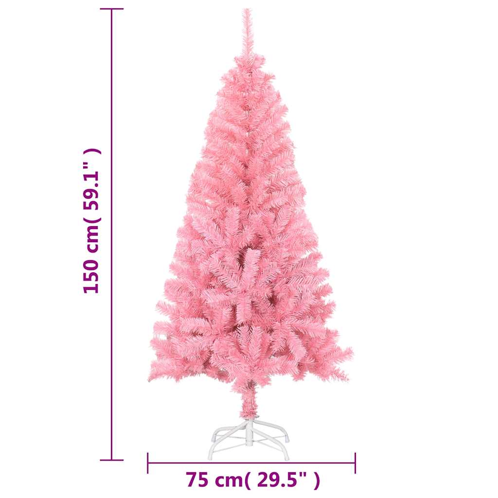 vidaXL Artificial Christmas Tree with Stand Pink 150 cm PVC - 150 x 80 cm