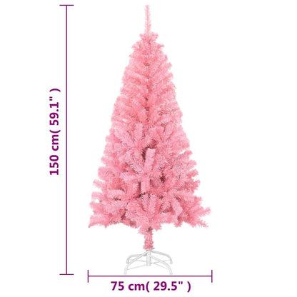 vidaXL Artificial Christmas Tree with Stand Pink 150 cm PVC - 150 x 80 cm