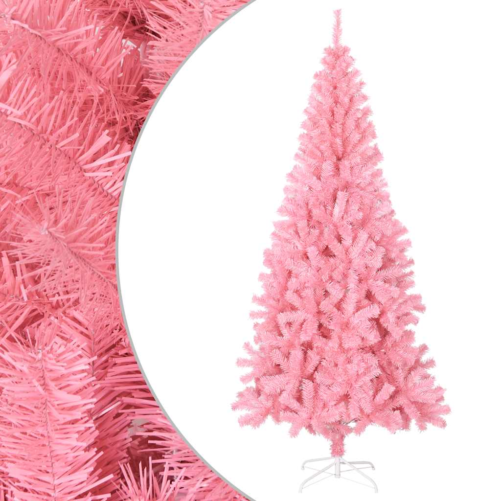vidaXL Artificial Christmas Tree with Stand Pink 180 cm PVC - 180 x 90 cm
