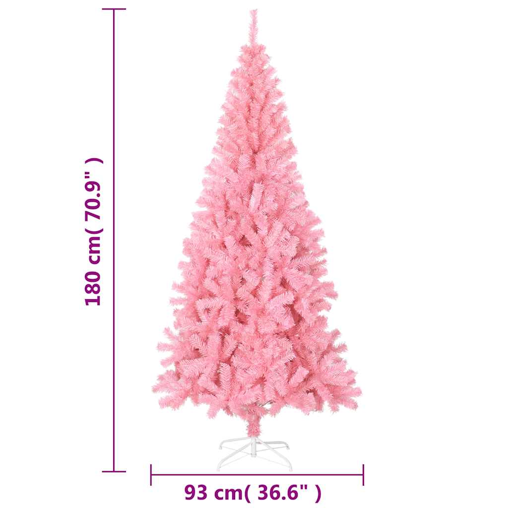 vidaXL Artificial Christmas Tree with Stand Pink 180 cm PVC - 180 x 90 cm