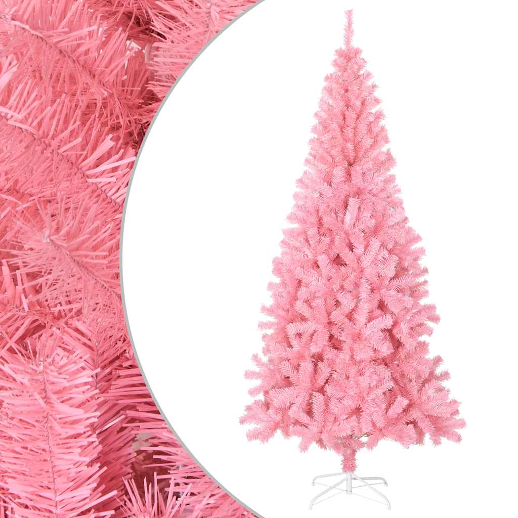 vidaXL Artificial Christmas Tree with Stand Pink 210 cm PVC - 210 x 110 cm