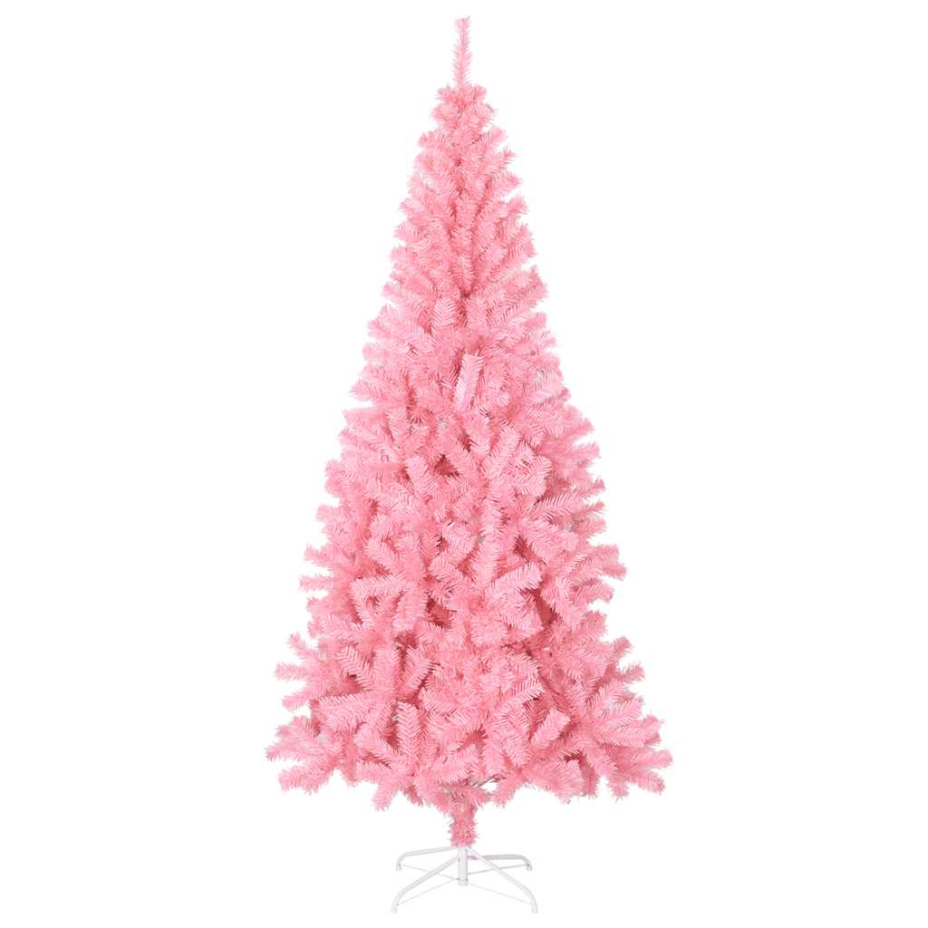 vidaXL Artificial Christmas Tree with Stand Pink 210 cm PVC - 210 x 110 cm