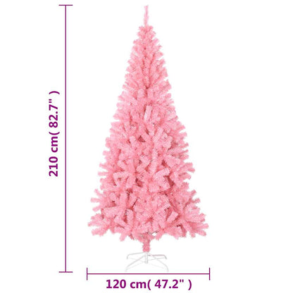 vidaXL Artificial Christmas Tree with Stand Pink 210 cm PVC - 210 x 110 cm