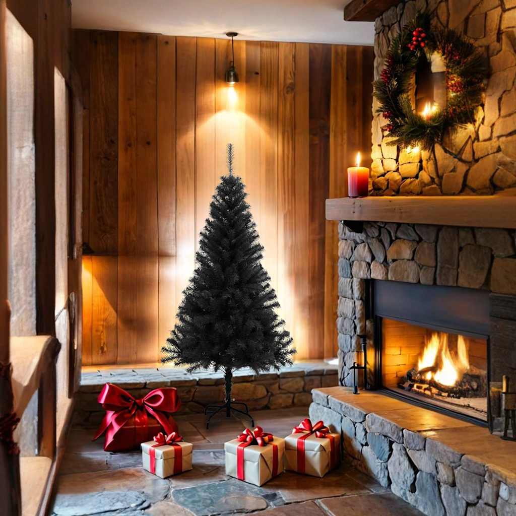 vidaXL Artificial Christmas Tree with Stand Black 150 cm PVC - 150 x 80 cm