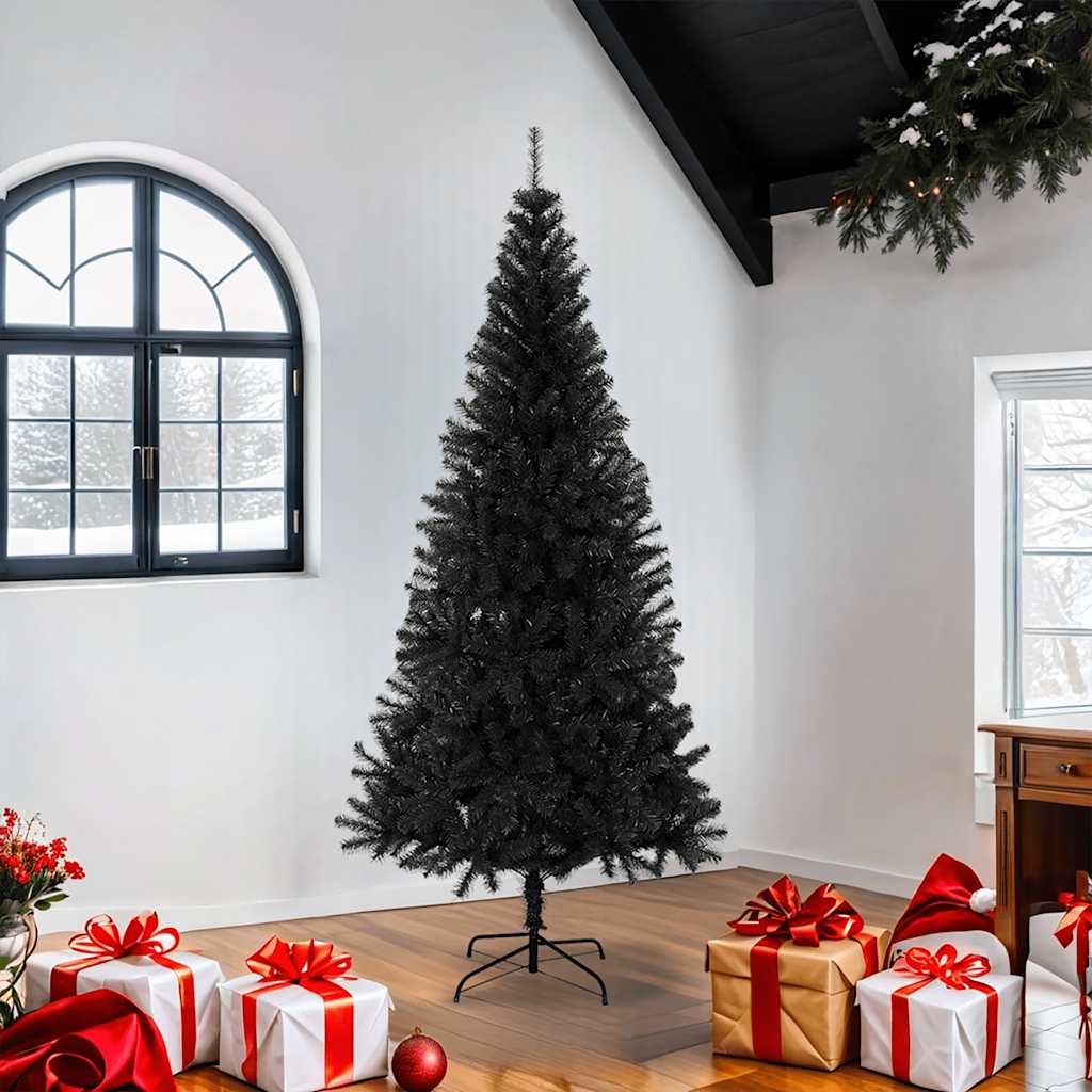 vidaXL Black Artificial Christmas Tree | PVC | 180 cm | Cone-shaped - 180 x 90 cm