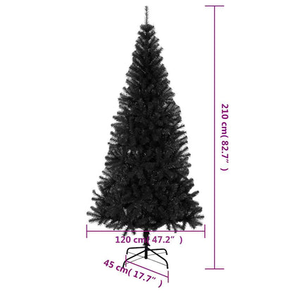 vidaXL Artificial Christmas Tree with Stand Black 210 cm PVC - 210 x 110 cm