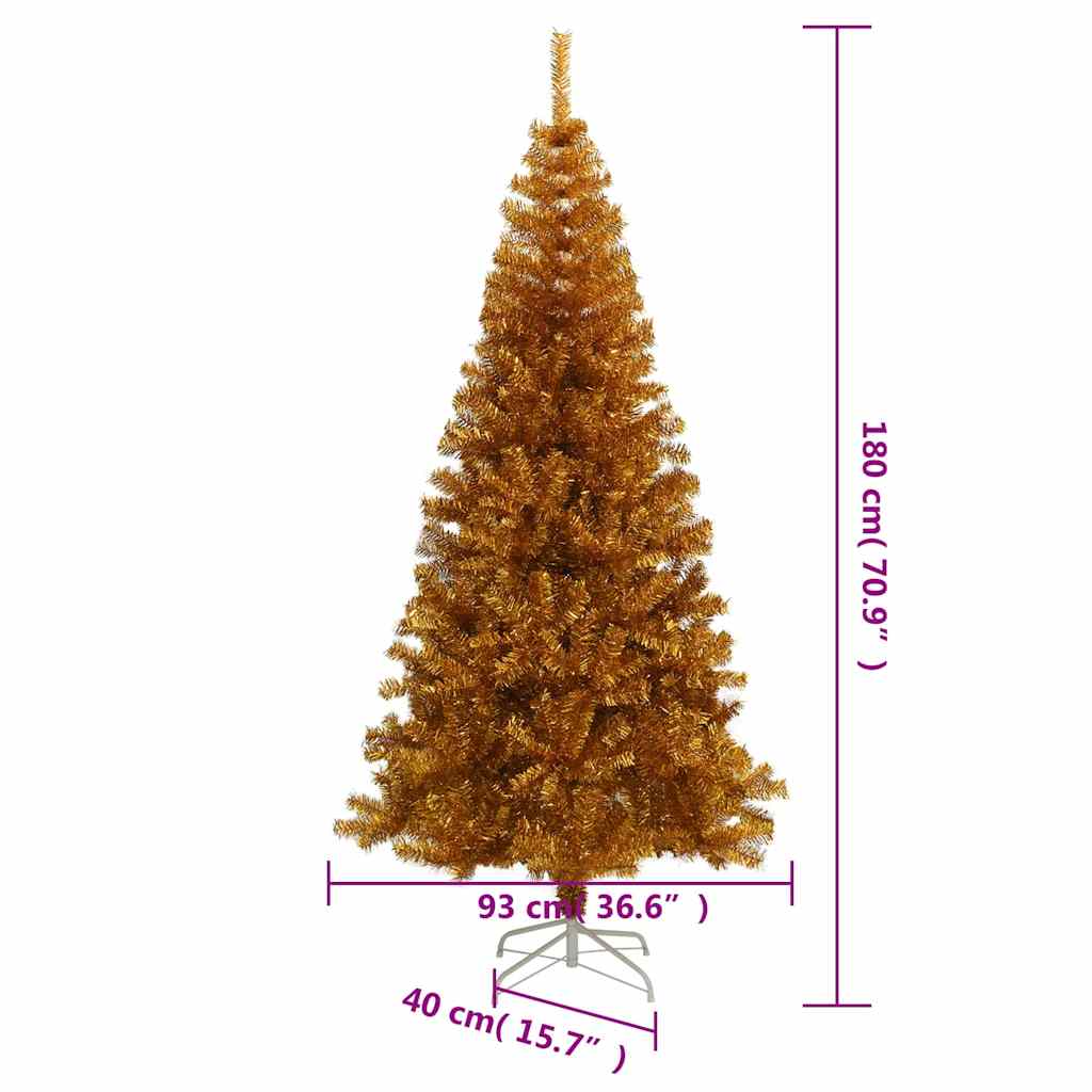 vidaXL Artificial Christmas Tree with Stand Gold 180 cm PET - 93 x 93 x 180 cm