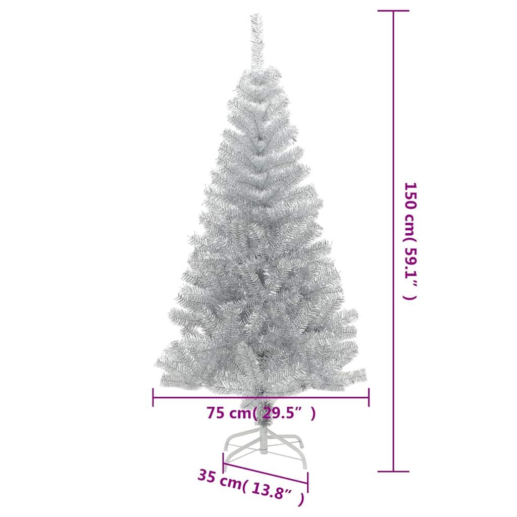 vidaXL Artificial Christmas Tree with Stand Silver 150 cm PET - 75 x 75 x 150 cm