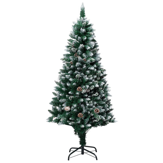 vidaXL Artificial Christmas Tree with Pine Cones and White Snow 150 cm - Green - 150 x 93 cm