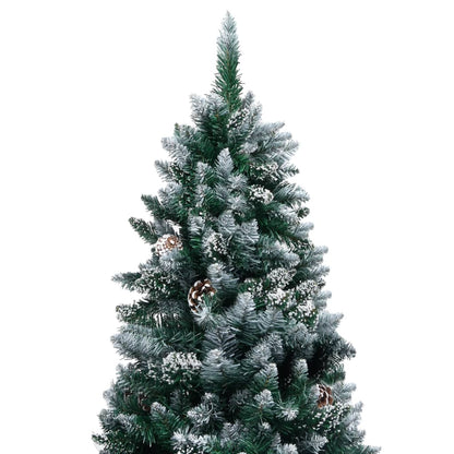 vidaXL Artificial Christmas Tree with Pine Cones and White Snow 150 cm - Green - 150 x 93 cm