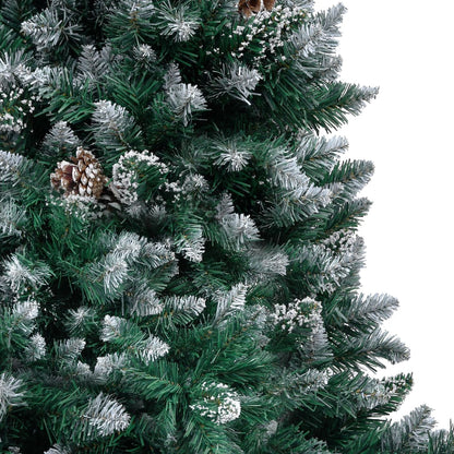 vidaXL Artificial Christmas Tree with Pine Cones and White Snow 150 cm - Green - 150 x 93 cm