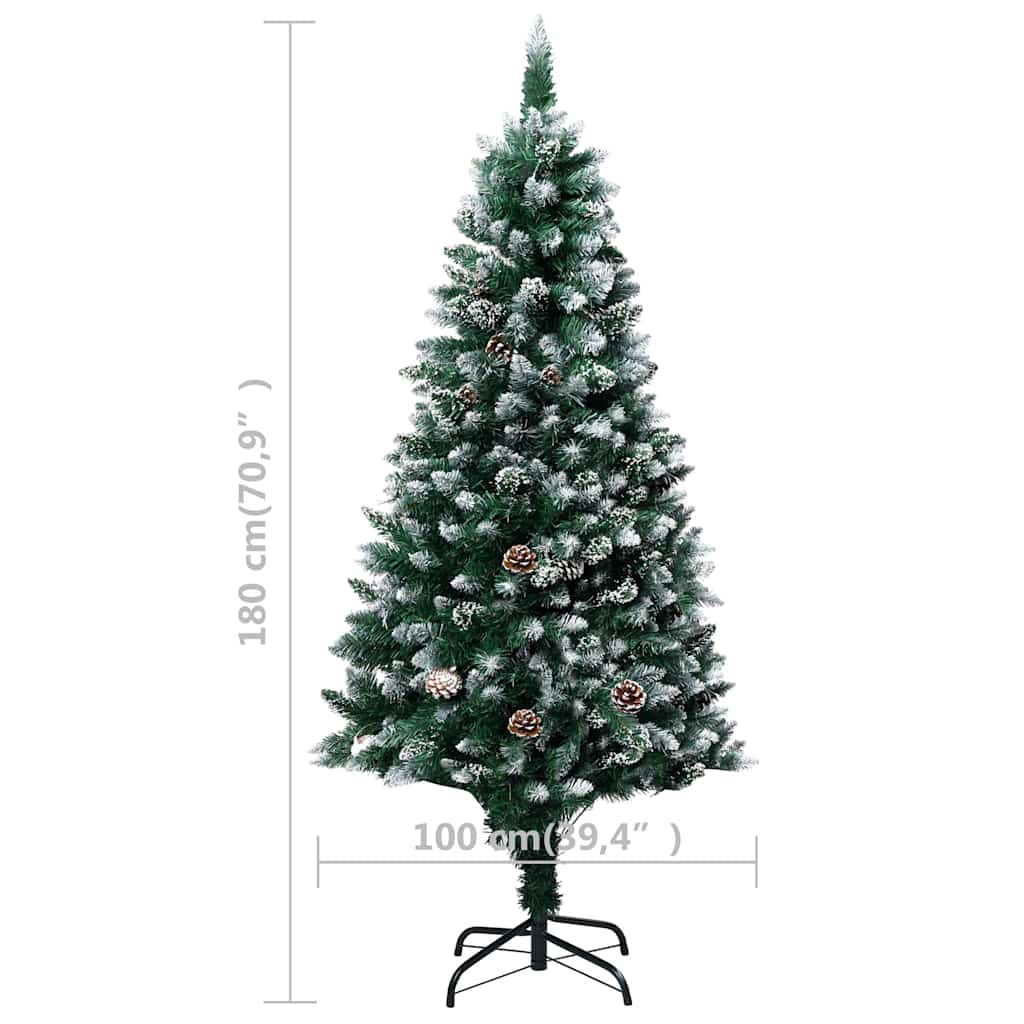 321016 vidaXL Artificial Christmas Tree with Pine Cones and White Snow 180 cm - Gre - 100 x 100 x 180 cm