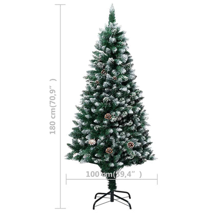 321016 vidaXL Artificial Christmas Tree with Pine Cones and White Snow 180 cm - Gre - 100 x 100 x 180 cm