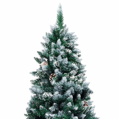 vidaXL Artificial Christmas Tree with Pine Cones and White Snow 210 cm - Green - 210 x 120 cm