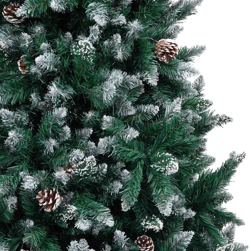vidaXL Artificial Christmas Tree with Pine Cones and White Snow 210 cm - Green - 210 x 120 cm