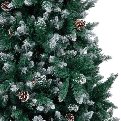 vidaXL Artificial Christmas Tree with Pine Cones and White Snow 210 cm - Green - 210 x 120 cm