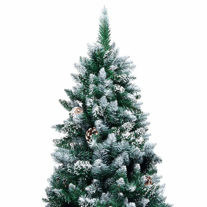 vidaXL Artificial Christmas Tree with Pine Cones and White Snow 240 cm - Green - 240 x 130 cm