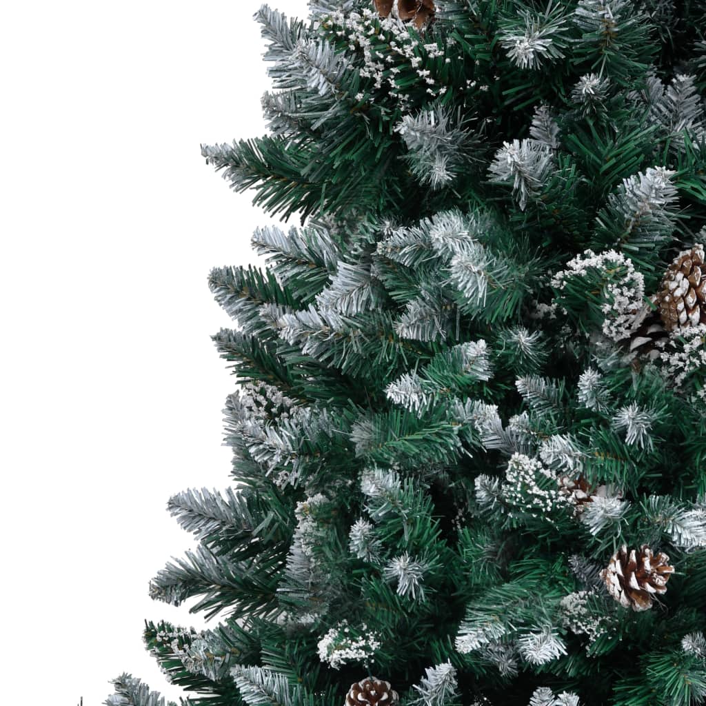 vidaXL Artificial Christmas Tree with Pine Cones and White Snow 240 cm - Green - 240 x 130 cm