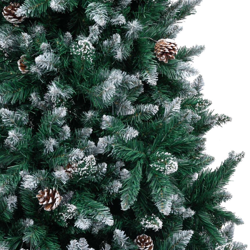 vidaXL Artificial Christmas Tree with Pine Cones and White Snow 240 cm - Green - 240 x 130 cm
