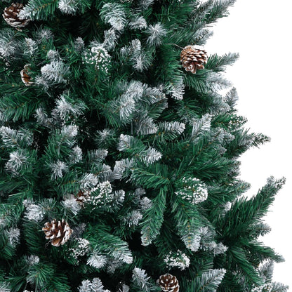vidaXL Artificial Christmas Tree with Pine Cones and White Snow 240 cm - Green - 240 x 130 cm