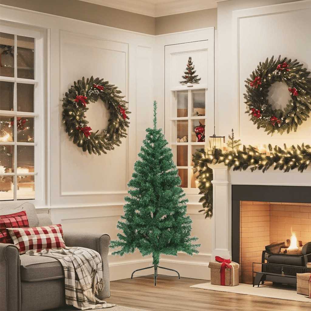 vidaXL Artificial Half Christmas Tree with Stand Green 150 cm PVC