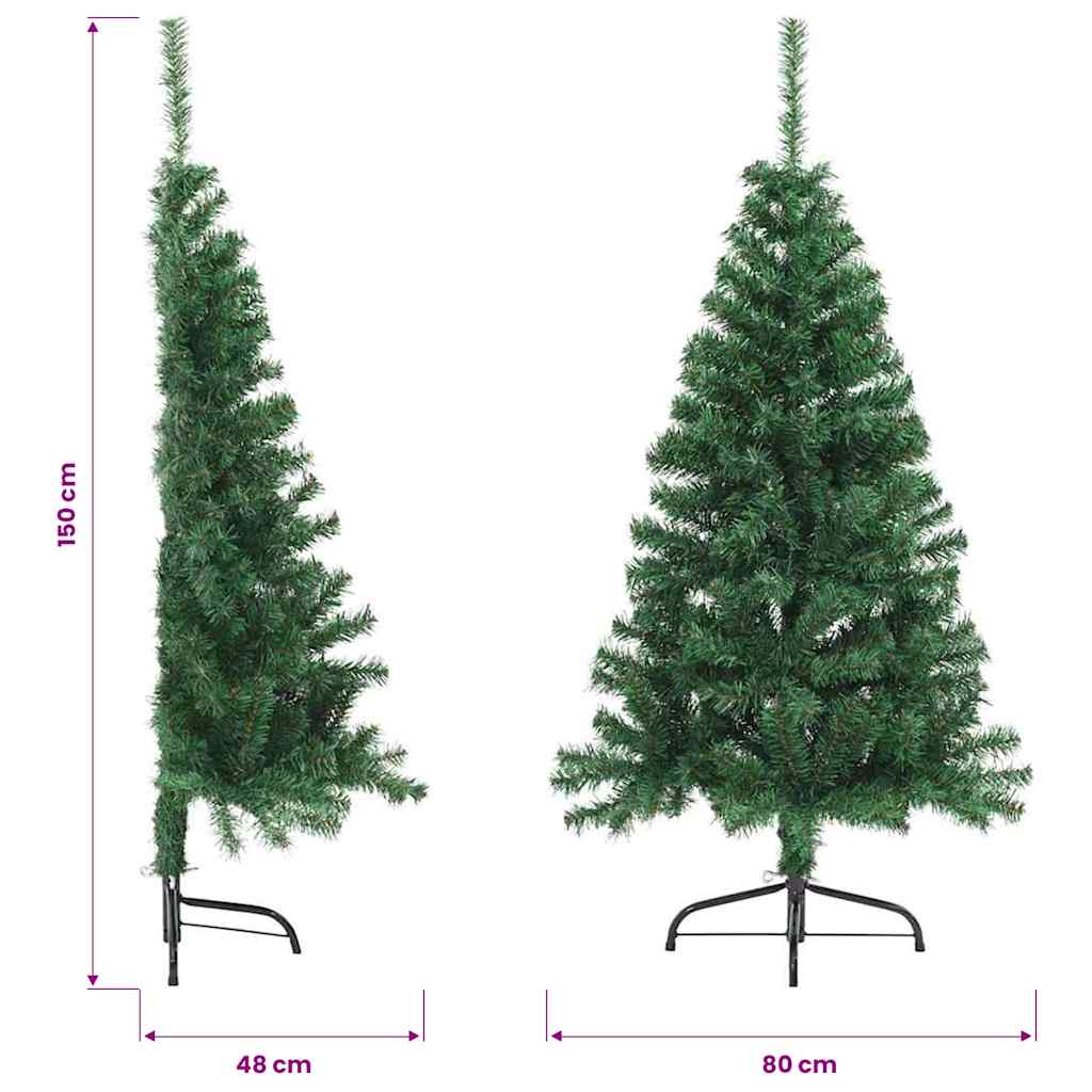 vidaXL Artificial Half Christmas Tree with Stand Green 150 cm PVC