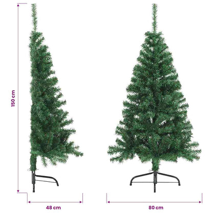 vidaXL Artificial Half Christmas Tree with Stand Green 150 cm PVC