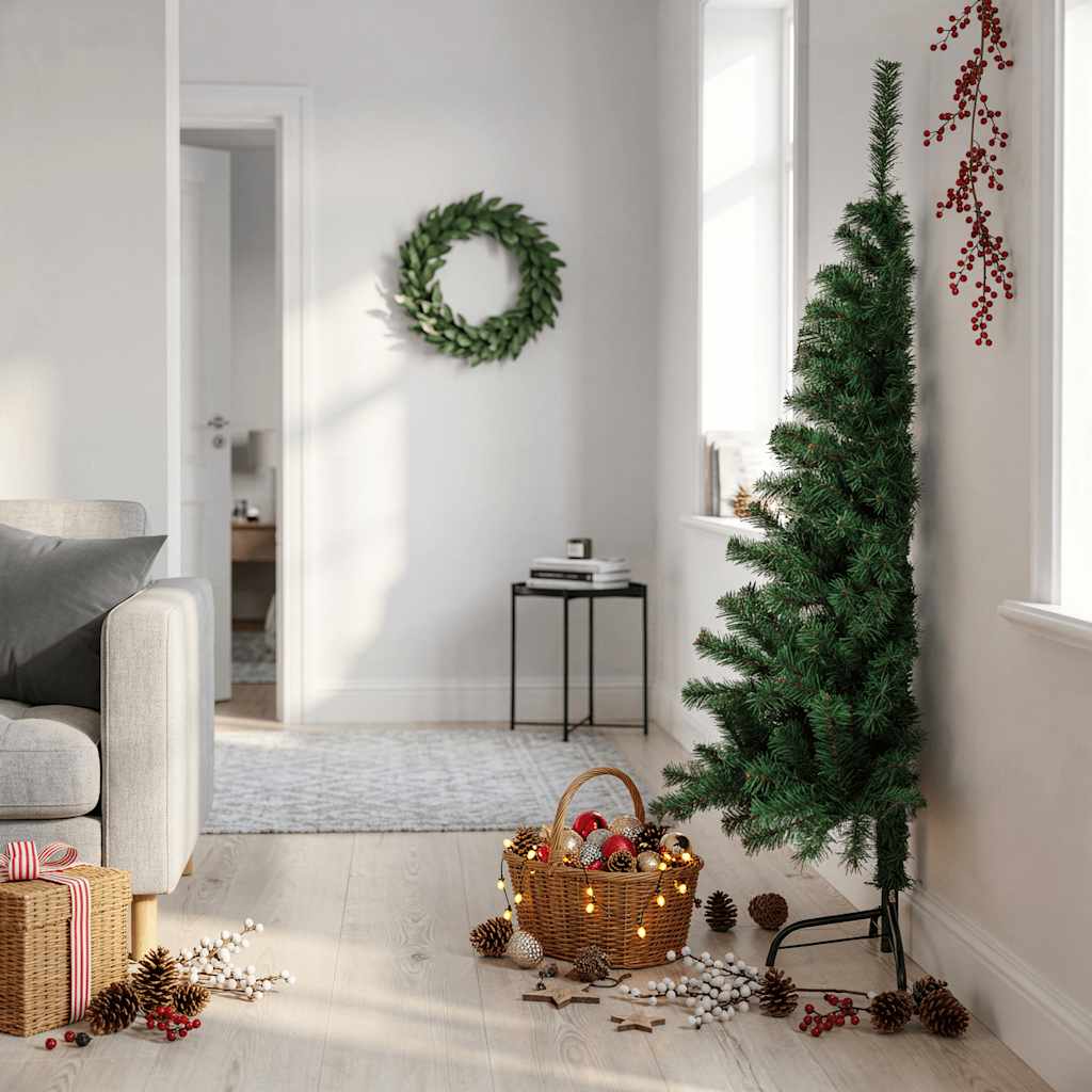 vidaXL Artificial Half Christmas Tree with Stand Green 150 cm PVC