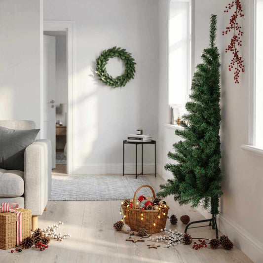 vidaXL Artificial Half Christmas Tree with Stand Green 150 cm PVC