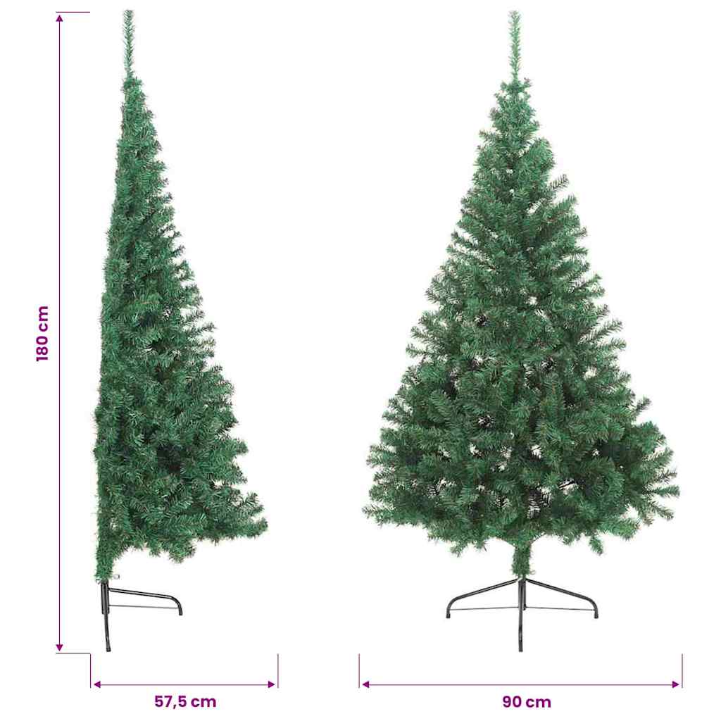 vidaXL Artificial Half Christmas Tree with Stand Green 180 cm PVC