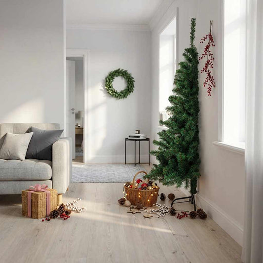 vidaXL Artificial Half Christmas Tree with Stand Green 180 cm PVC