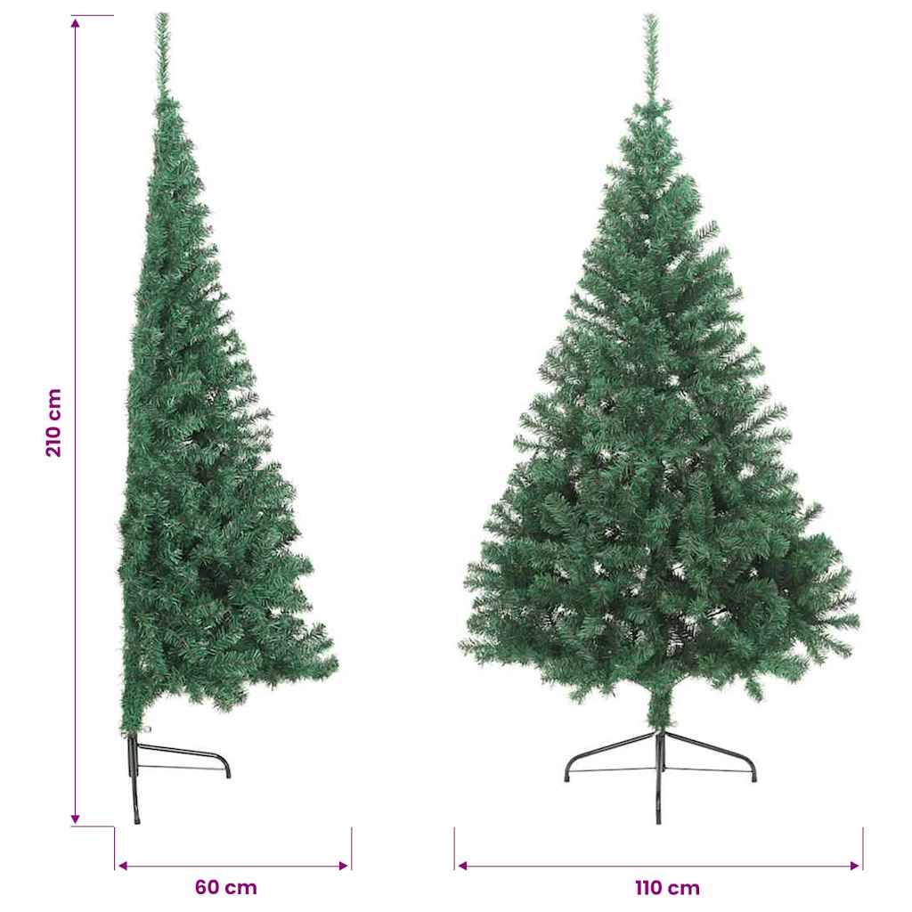 vidaXL Artificial Half Christmas Tree with Stand Green 210 cm PVC