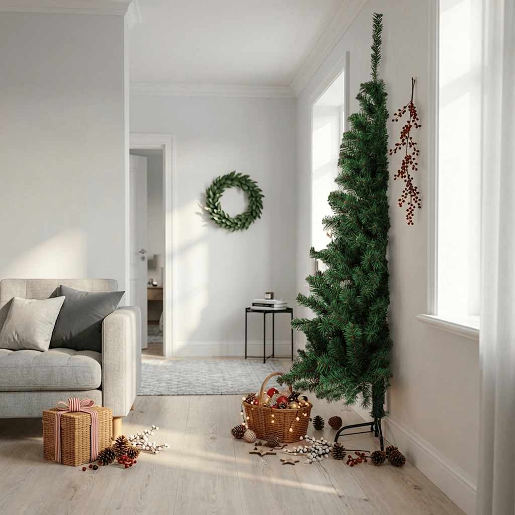 vidaXL Artificial Half Christmas Tree with Stand Green 210 cm PVC