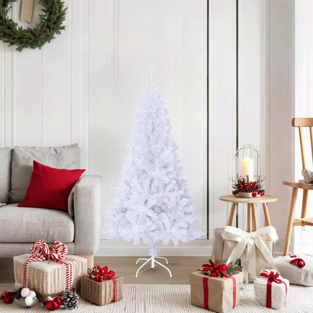 vidaXL Artificial Christmas Tree with Thick Branches White 150 cm PVC