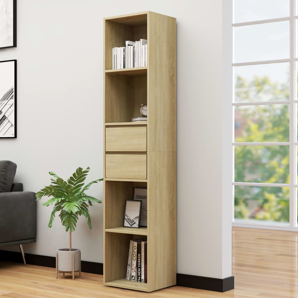 vidaXL Book Cabinet Sonoma Oak 36x30x171 cm Engineered Wood - Brown